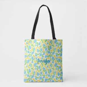 Personalised Yellow, Baby Blue and Lime Green  Tot Tote Bag