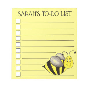 Personalised Yellow Bee Bumblebee To Do List Notepad