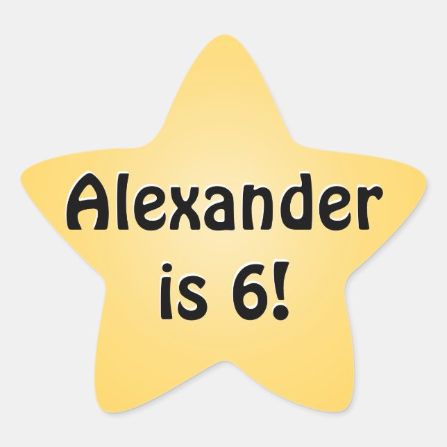 Personalised Yellow Birthday Favour Star Sticker (Front)