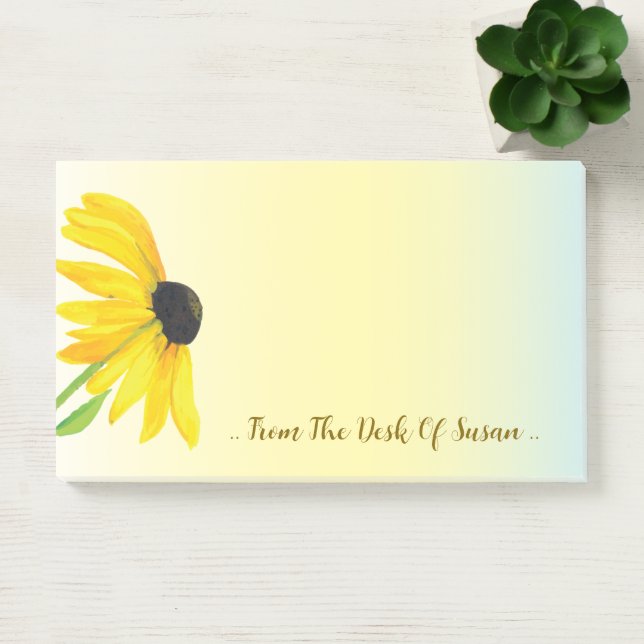 Personalised Yellow Black-Eyed Susan Post-it Notes (Office)
