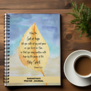 Personalised  Yellow Blue Bible Verse  Prayer Notebook