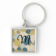 Personalised yellow-blue molecules keychain