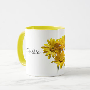 Personalised Yellow Daisy Floral Mug