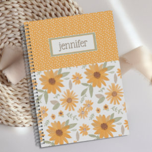 Personalised Yellow Dots Sunflower Journal