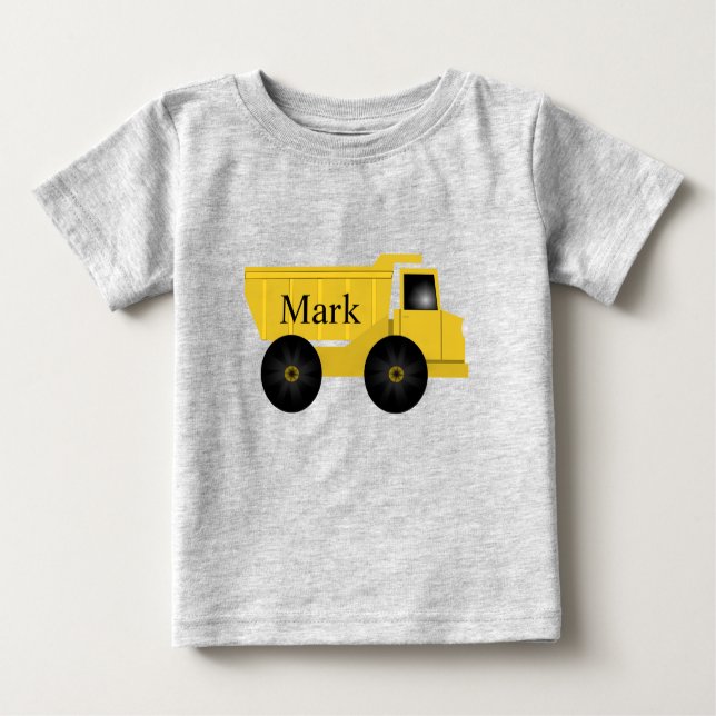 Personalised Yellow Dump Truck T-Shirt | Name Mark (Front)