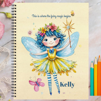 Personalised Yellow Fairy Notebook and Journal