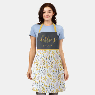 Personalised Yellow Floral All-Over Print Apron