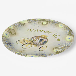 Personalised Yellow Floral Princess Enchanted Paper Plate