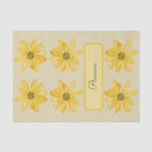 Personalised Yellow Floral Tissue Paper Wrapper