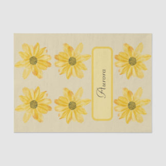 Personalised Yellow Floral Tissue Paper Wrapper