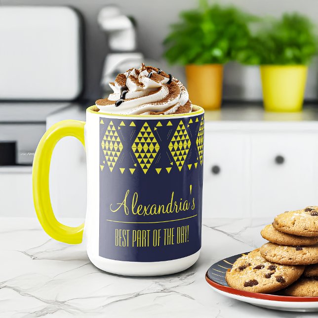 Personalised Yellow Geometric Triangles  Mug (Creator Uploaded)