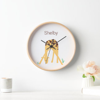 Personalised Yellow Giraffe, 10" Round Clock