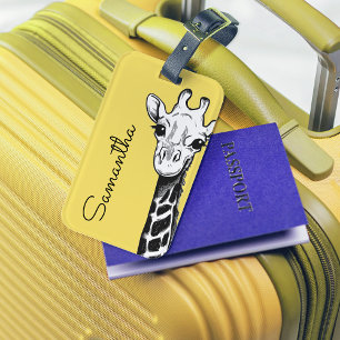 Personalised Yellow Giraffe Luggage Tag