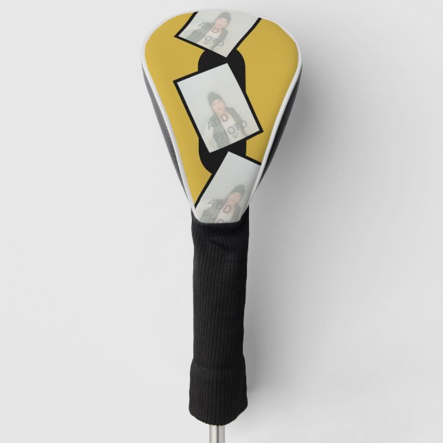 Personalised Yellow Golf Head Cover with Photos (Front)