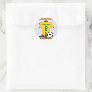 Personalised Yellow Green Football Soccer Jersey Classic Round Sticker
