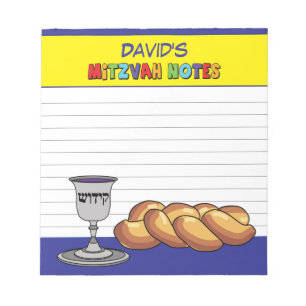 Personalised Yellow Kiddish Mitzvah Notepad