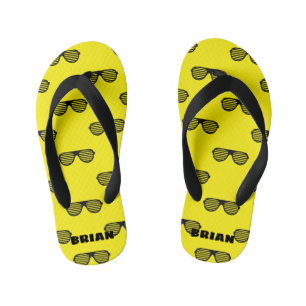 Personalised yellow kid's summer beach Flip Flops