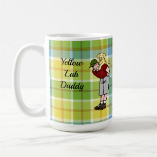 Personalised Yellow Lab Daddy Plaid in Red Coffee Mug