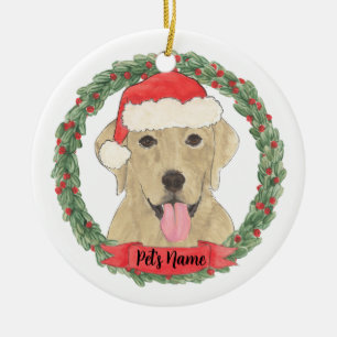 Personalised Yellow Lab Labrador Christmas Ceramic Ornament