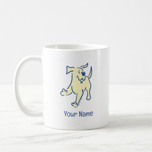 Personalised Yellow Lab Puppy Cute Simple White Coffee Mug (Left)