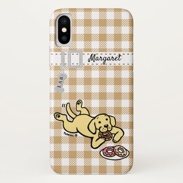 Personalised Yellow Labrador and Doughnuts Case-Mate iPhone Case (Back)