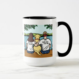 Personalised Yellow Labrador and Mum and Dad Long Mug