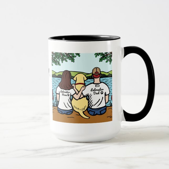 Personalised Yellow Labrador and Mum and Dad Long Mug (Right)
