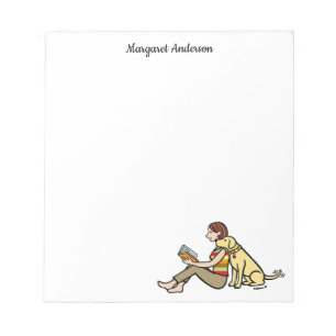 Personalised Yellow Labrador and Mum Reading Notepad
