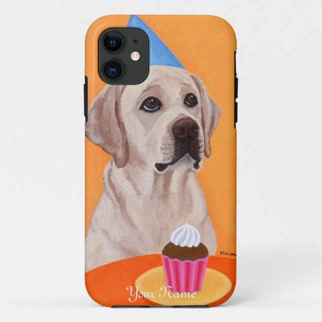Personalised Yellow Labrador Birthday Cupcake Case-Mate iPhone Case (Back)