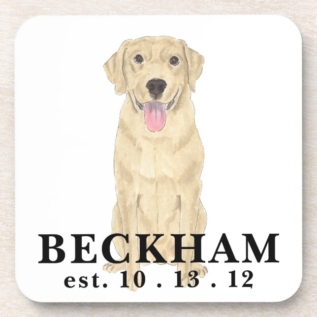 Personalised Yellow Labrador Coaster (Front)