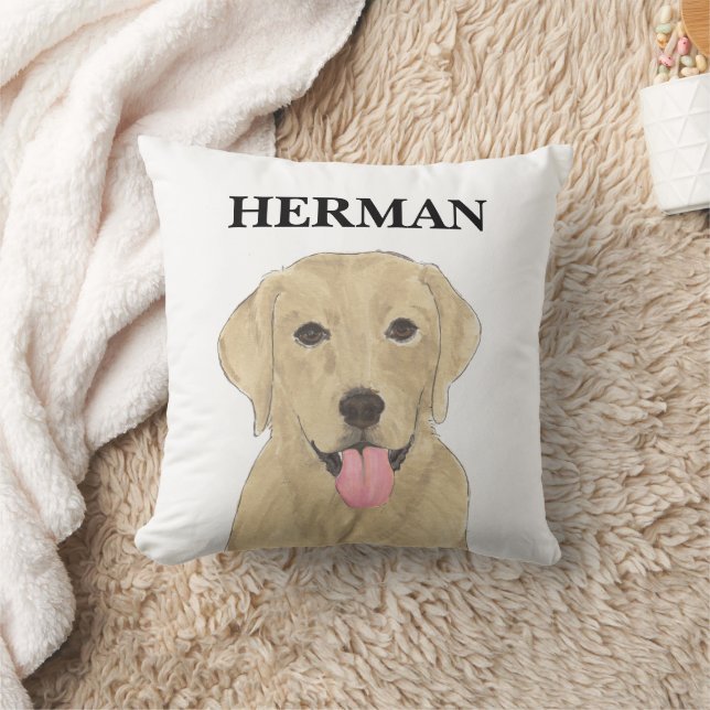 Personalised Yellow Labrador Cushion (Blanket)
