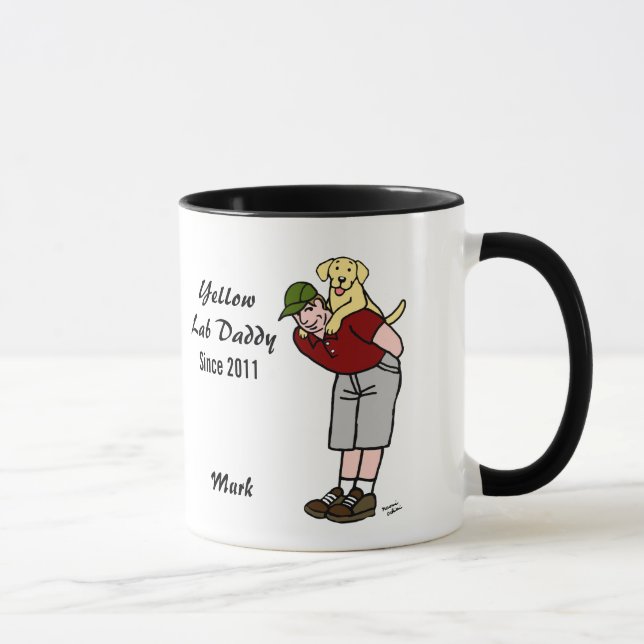 Personalised Yellow Labrador Daddy in Red Mug (Right)