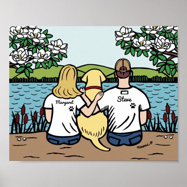 Personalised Yellow Labrador Family Blonde L Poster (Front)