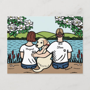 Personalised Yellow Labrador Family Brown S Postcard