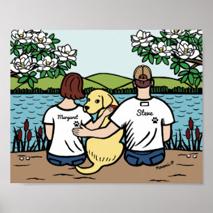 Personalised Yellow Labrador Family Brown S Poster