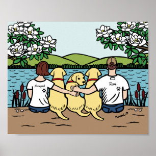 Personalised Yellow Labrador Family Brown Short B Poster