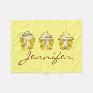 Personalised Yellow Lemon Cake Cupcake Foodie Fleece Blanket