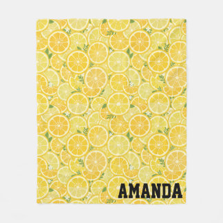 Personalised Yellow Lemon Citrus Fleece Blanket