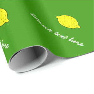 Personalised yellow lemon fruit pattern wrapping paper