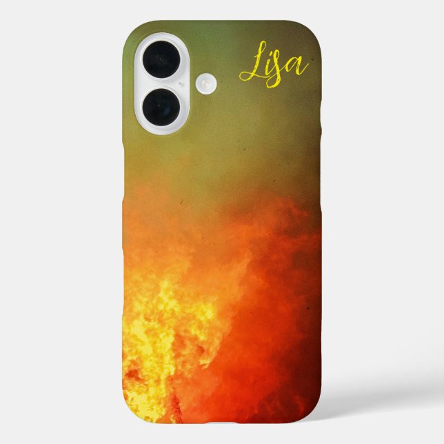 Personalised Yellow Orange Fire Apple iPhone Case (Back)