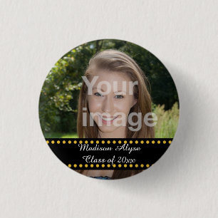 Personalised Yellow Photo Graduation Year Button