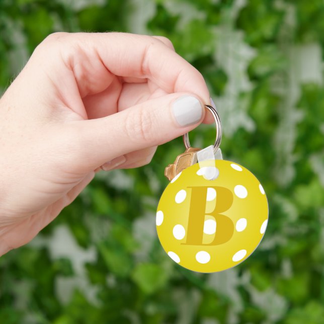 Personalised Yellow Pickleball Monogram Key Ring (Hand)