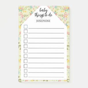 Personalised Yellow Pink Green  baby things to do Post-it Notes
