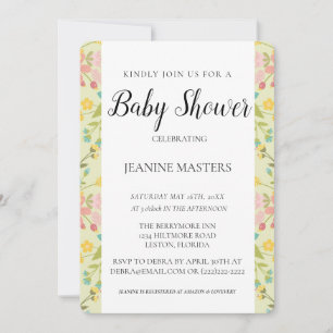 Personalised Yellow Pink Green Florals Invitation