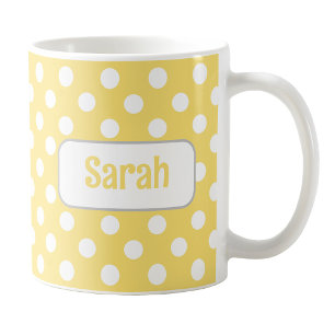 Personalised Yellow Polka Dot Mug