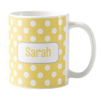Personalised Yellow Polka Dot Mug