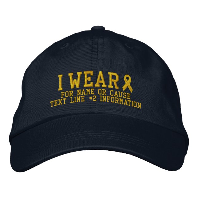 Personalised Yellow Ribbon Awareness Embroidery Embroidered Hat (Front)