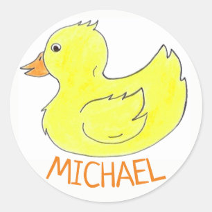 Personalised Yellow Rubber Duck Duckie Bathtub Toy Classic Round Sticker