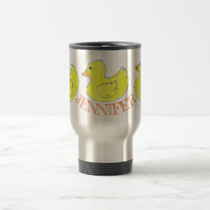 Personalised Yellow Rubber Duck Duckie Bathtub Toy Travel Mug