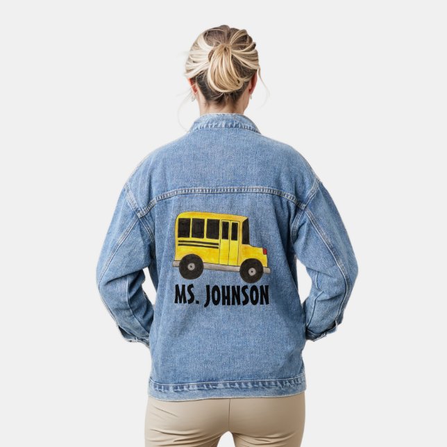Personalised Yellow School Bus Driver Education Denim Jacket (Model)
